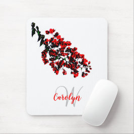 Blumenrot, feminin, modern, Name und Initialname Mousepad