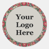 Blumenrot-gelb-grünes Unternehmen Ihr Logo hier Runder Aufkleber (Vorderseite)