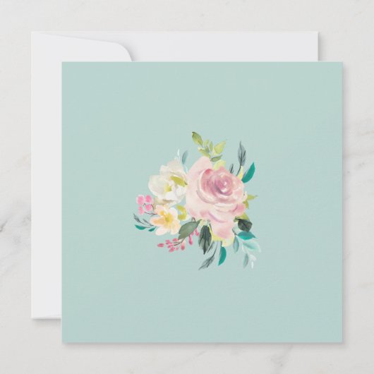 Blumenrot Gelbe Wasserfarbe Hochzeitsfeier Einladung (Rückseite)