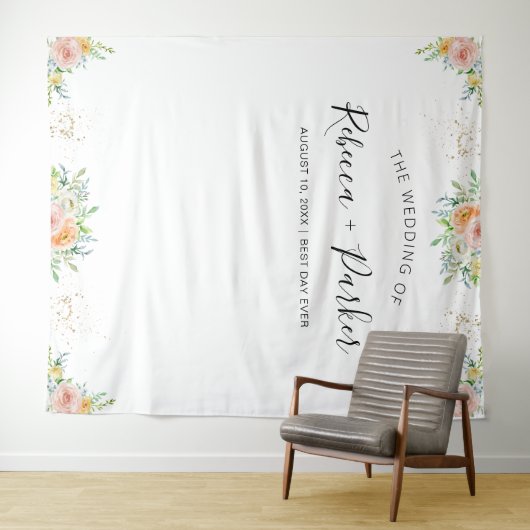 Blumenrot Hochzeitsdekor Foto Hintergrund Wandteppich (Beispiel (Horizontal))