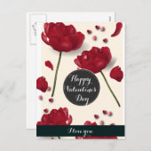 Blumenrot-Liebe Feiertagspostkarte (Vorne/Hinten)