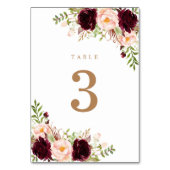 Blumenrot Merlot Burgund Berry Greenery Moderne Tischnummer (Vorderseite)