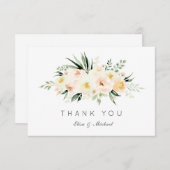 Blumenrot Pfirsichgrün Minimal Danke Karte (Vorne/Hinten)