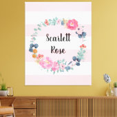 Blumenrot Pink Baby Girl Personalisiertes Kinderzi Leinwanddruck (Insitu (Wohnzimmer))