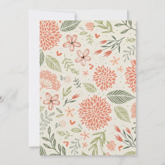 Blumenrot Pink Grüne Babydusche Einladung (Rückseite)