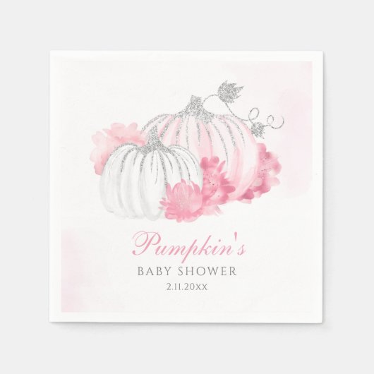 Blumenrot Pink Pumpkin Girl Babydusche Serviette (Vorderseite)