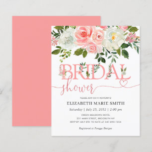 Blumenrot Rosa Budget Bridal Dusche Einladung