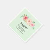 Blumenrot Rosa Grüne Hochzeit Napkin Serviette (Ecke)