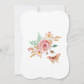 Blumenrot Rosa Modernes Gold Butterfly Baby Girl Einladung (Rückseite)