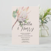 Blumenrot Rosa Protea Blume Hochzeit Einladung (Stehend Vorderseite)