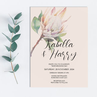 Blumenrot Rosa Protea Blume Hochzeit Einladung
