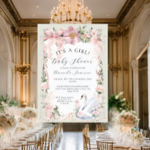 Blumenrot Rosa Ribbon Elegante Schwan Babydusche