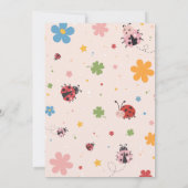 Blumenrot Rosa Süßer Käfer Marienkäfer 1. Geburtst Einladung (Rückseite)