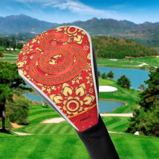 Blumenrot und Gold Chinesisch Neujahrsnacht 2025 Golf Headcover