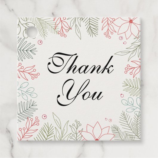 Blumenrot und grüne Rahmen Vielen Dank Geschenkanhänger (Vorderseite)