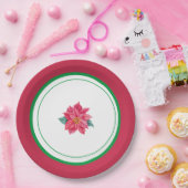 Blumenrot und grünes Weihnachtsgebäck Party Pappteller (Party)