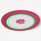 Blumenrot und grünes Weihnachtsgebäck Party Pappteller (Schrägansicht)