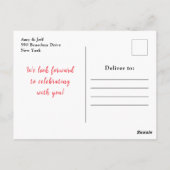 Blumenrot und orangefarbene Rose Babydusche Postkarte (Rückseite)