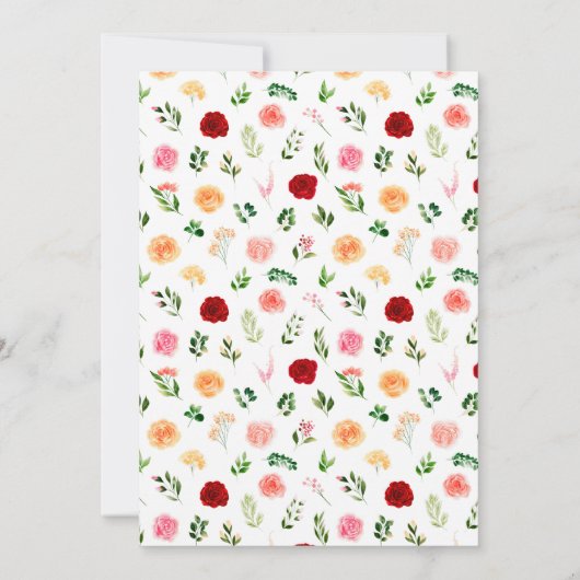 Blumenrot und orangefarbene Rose Hochzeit Save The Date (Rückseite)