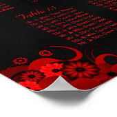 Blumenrot und schwarz 15 Hochzeitstabellen Sitzpla Poster (Ecke)