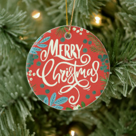 Blumenrot Unsere ersten Weihnachten Keramik Ornament