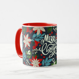 Blumenrot Weihnachtsschrift Tasse