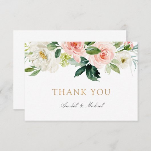 Blumenrot Weiße Grüne Danke Karte (Vorne/Hinten)