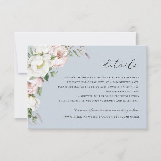 Blumenrot Weiße Peony Grüne Details Beilage Einladung (Vorderseite)