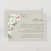 Blumenrot Weiße Peony Grüne Details Beilage Einladung (Vorne/Hinten)