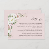 Blumenrot Weiße Peony Grüne Details Beilage Einladung (Vorne/Hinten)