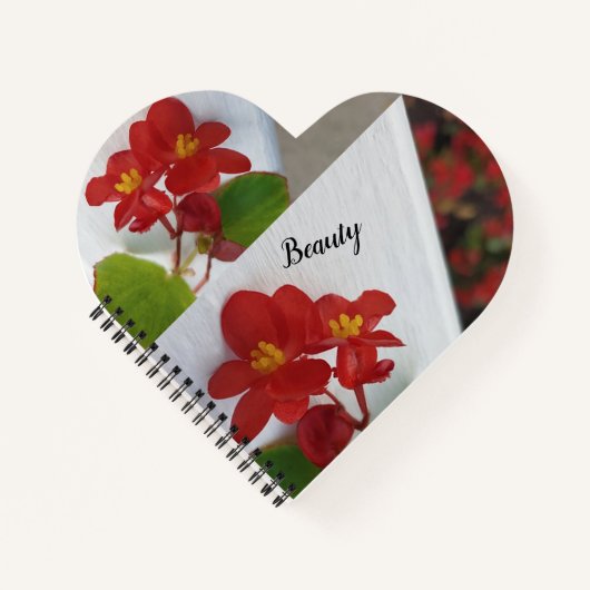 Blumenrot + Weißes Notebook Notizblock (Vorderseite)