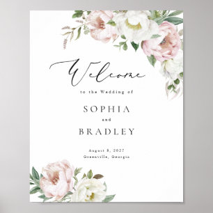 Blumenrot Weißes Peelingleder Hochzeitssymbol Poster