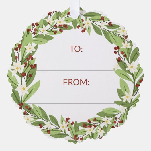 Blumenroter Berry Grüner Kranz bis Ornament Karte (Vorderseite)