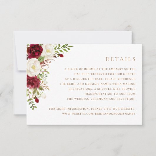 Blumenroter Burgunder Weiße Grüne Hochzeitsstimmun Einladung