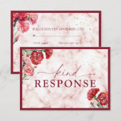 Blumenroter Marmor-Script-Hochzeitskarten RSVP Karte (Vorne/Hinten)