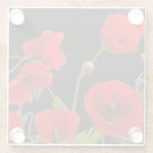 Blumenroter Mohn Blume Schwarzer Hintergrund farbi Glasuntersetzer (Rückseite)