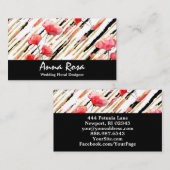 *~* Blumenroter Mohn Schwarzer Glitzer Foil White  Visitenkarte (Vorne/Hinten)