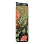 *~* Blumenroter PEONY POPPY Gold Glitzer Thermosbecher (Nach rechts gedreht)