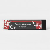 Blumenroter Schwarz-weißer Kirschblossom Schreibtischnamensplakette (Vorderseite )