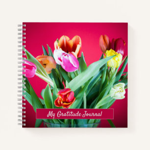Blumenrotes Dankeschön-Journal mit Text Notizblock