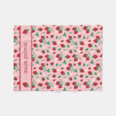 Blumenrotes Erdbeermuster Personalisiert Fleecedecke (Vorderseite (Horizontal))