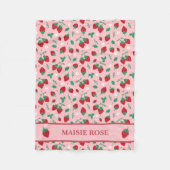 Blumenrotes Erdbeermuster Personalisiert Fleecedecke (Vorderseite)