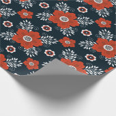 Blumenrotes Schwarzes Papier Geschenkpapier (Ecke)
