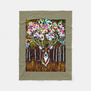 Blumenrotwild-Geweih-Kunst auf Fleece-Decke 30x40 Fleecedecke