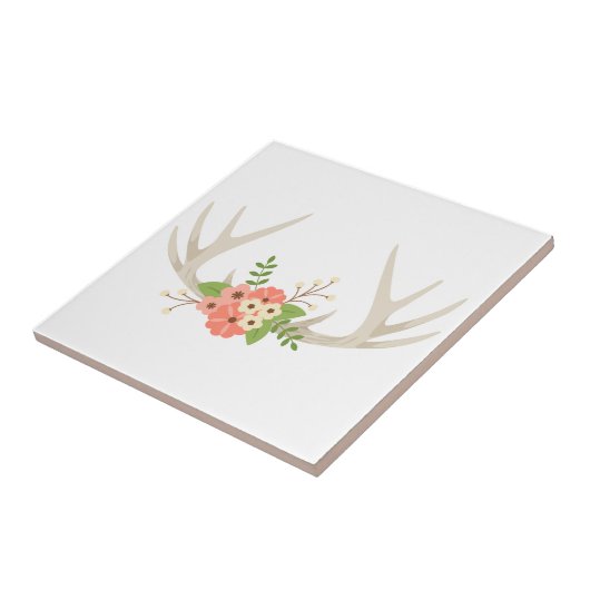 Blumenrotwild-Geweihe Fliese (Seite)