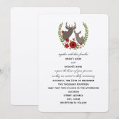 Blumenrotwild-Weihnachtshochzeits-Einladung Einladung (Vorne/Hinten)