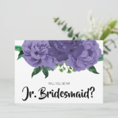 Blumenrübe Lila mein Junior Bridesmaid Card Einladung (Stehend Vorderseite)