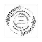 Blumenrundkranz-Hochzeitsfeier Rücksendeadresse Gummistempel (Prägung)