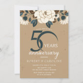 Blumenrustikal 50. Hochzeitstag Einladung (Vorderseite)