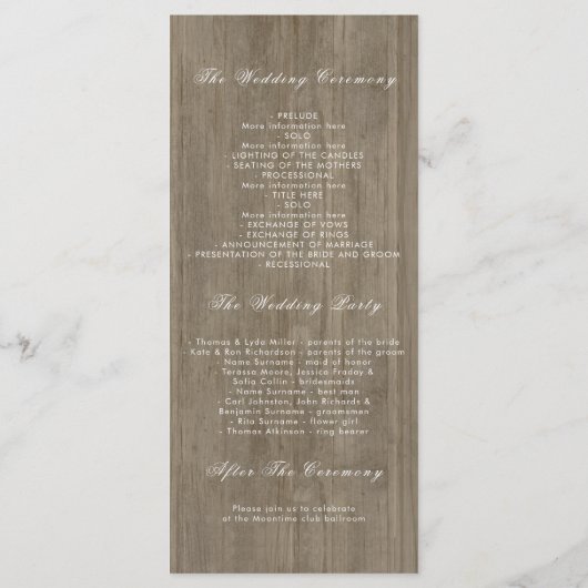 Blumenrustikale Hochzeitsprogramme und Burgunder Programm (Rückseite)